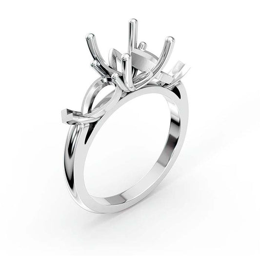 18K White Gold Round & Pear Stone Ring Mounting