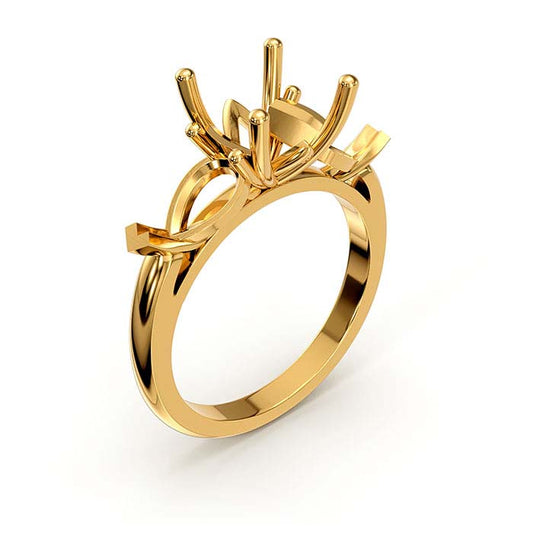 18K Yellow Gold Round & Pear Stone Ring Mounting