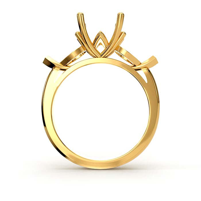 18K Yellow Gold Round & Pear Stone Ring Mounting