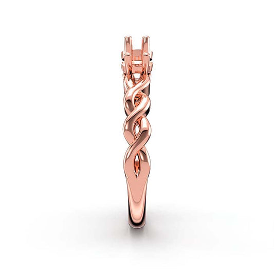 14K Rose Gold Round Three Stone Ring Mounting