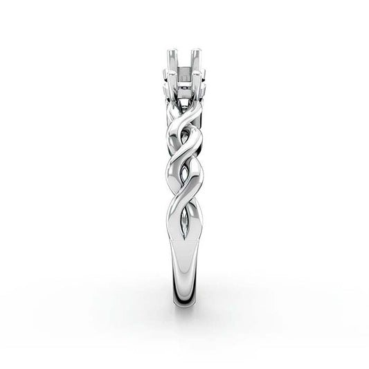 14K White Gold Round Three Stone Ring Mounting