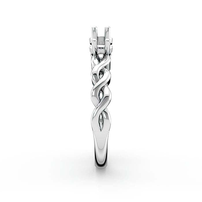 18K White Gold Round Three Stone Ring Mounting