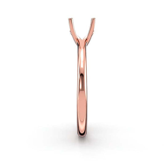 14K Rose Gold 6.5mm Round Solitaire Stone Ring Mounting