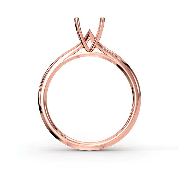 14K Rose Gold 6.5mm Round Solitaire Stone Ring Mounting