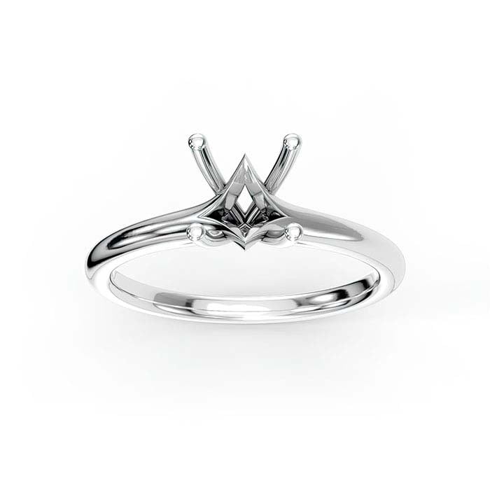 14K White Gold 6.5mm Round Solitaire Stone Ring Mounting