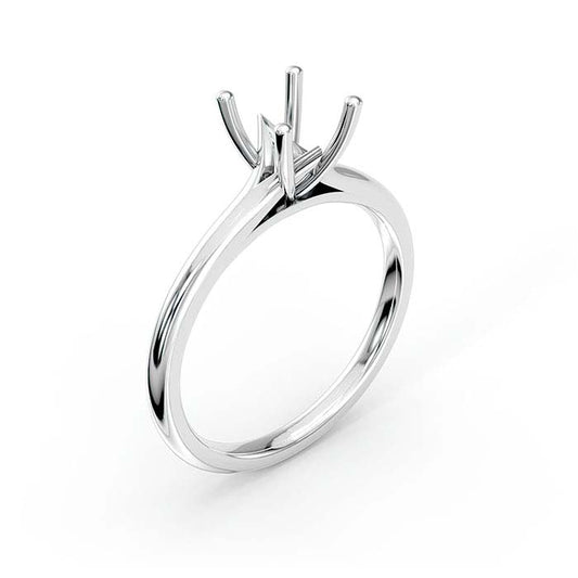 14K White Gold 6.5mm Round Solitaire Stone Ring Mounting