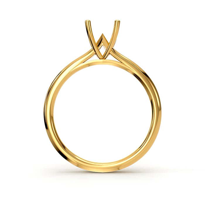 14K Yellow Gold 6.5mm Round Solitaire Stone Ring Mounting