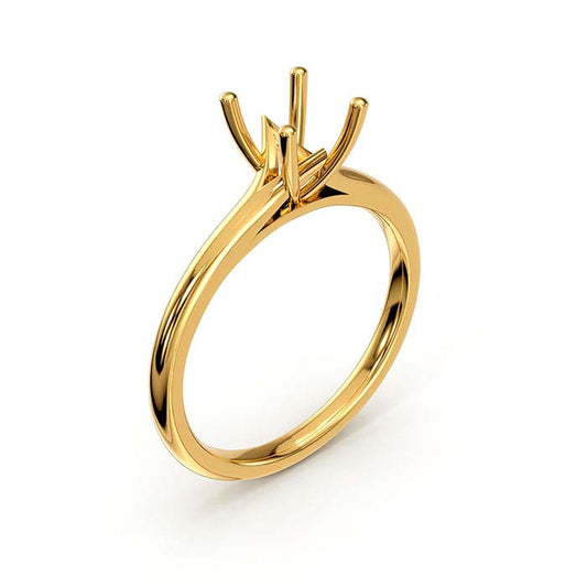 14K Yellow Gold 6.5mm Round Solitaire Stone Ring Mounting