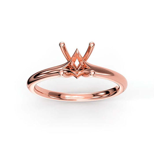 18K Rose Gold 6.5mm Round Solitaire Stone Ring Mounting