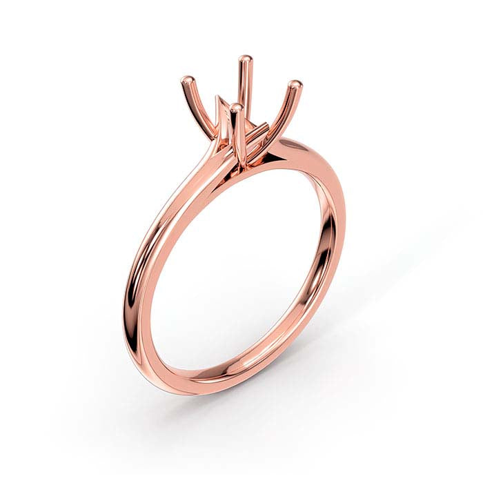 18K Rose Gold 6.5mm Round Solitaire Stone Ring Mounting