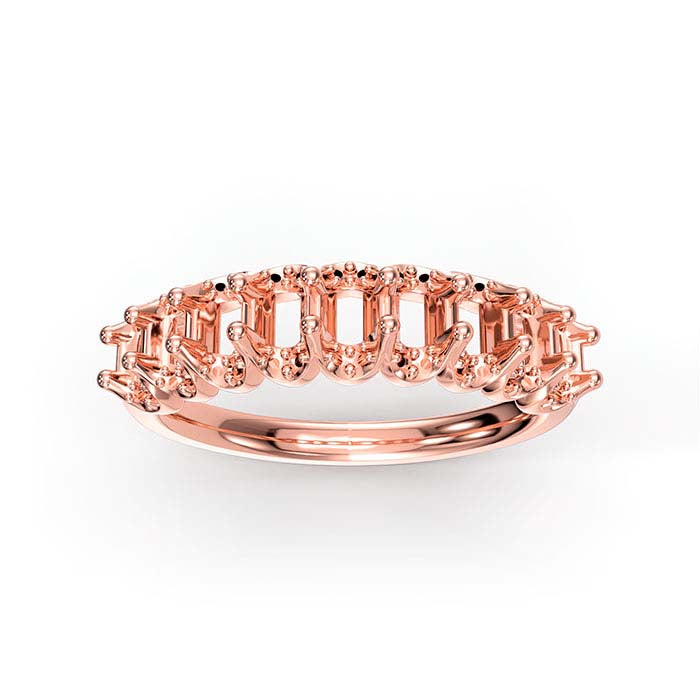 14K Rose Gold 4 x 2.5mm Oval Nine Stone Ring Mounting