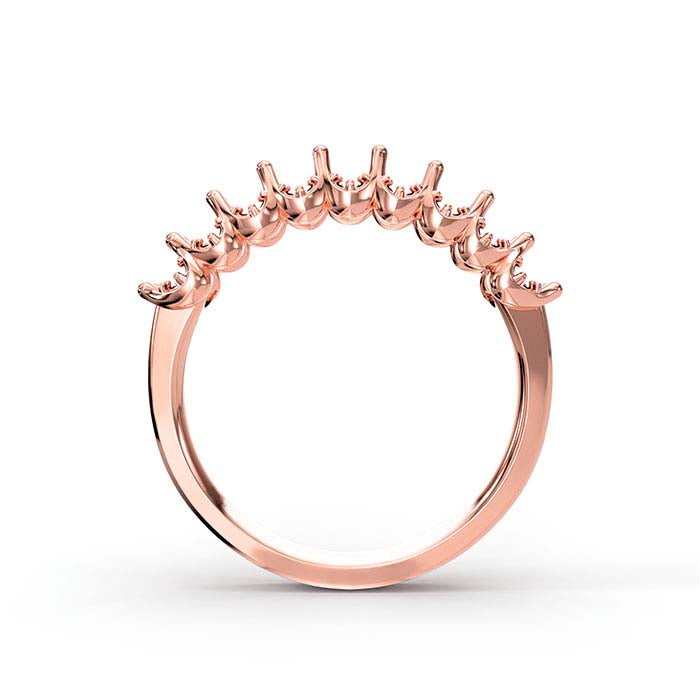 14K Rose Gold 4 x 2.5mm Oval Nine Stone Ring Mounting