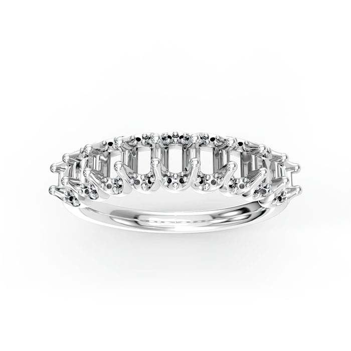 14K White Gold 4 x 2.5mm Oval Nine Stone Ring Mounting