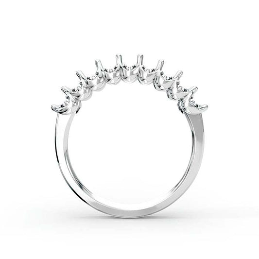 14K White Gold 4 x 2.5mm Oval Nine Stone Ring Mounting