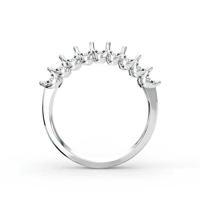 14K White Gold 4 x 2.5mm Oval Nine Stone Ring Mounting