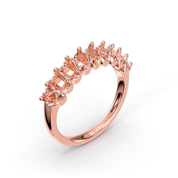 18K Rose Gold 4 x 2.5mm Oval Nine Stone Ring Mounting