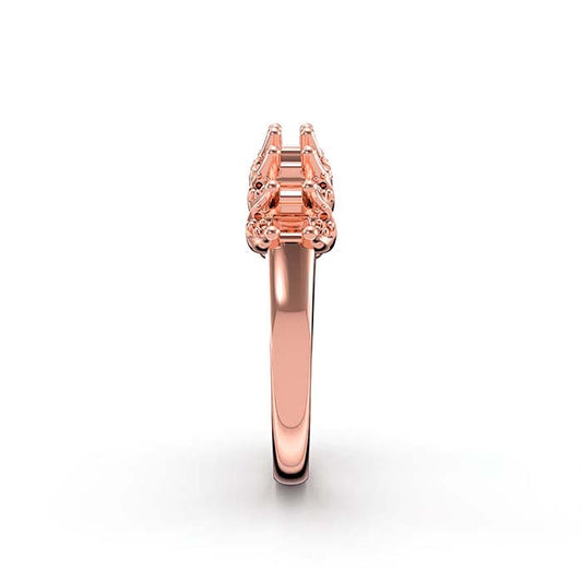 18K Rose Gold 4 x 2.5mm Oval Nine Stone Ring Mounting