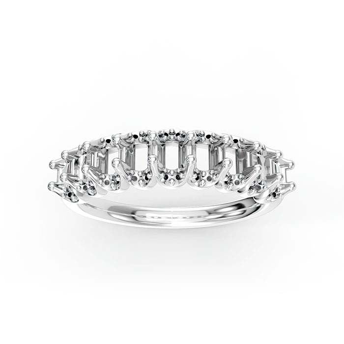 18K White Gold 4 x 2.5mm Oval Nine Stone Ring Mounting