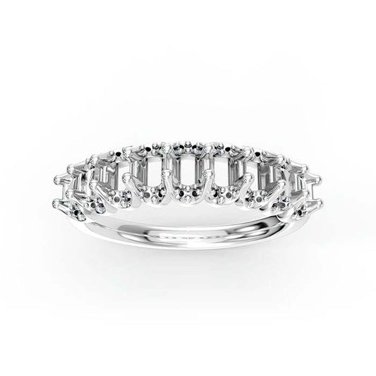 18K White Gold 4 x 2.5mm Oval Nine Stone Ring Mounting