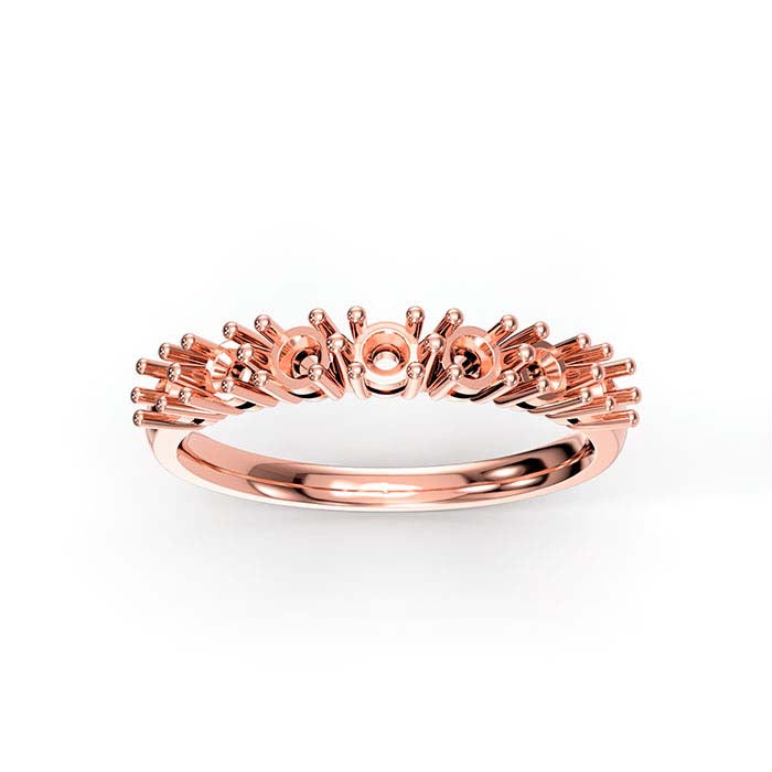 14K Rose Gold 2.5mm Round Seven Stone Ring Mounting