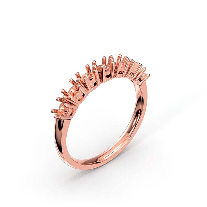 14K Rose Gold 2.5mm Round Seven Stone Ring Mounting