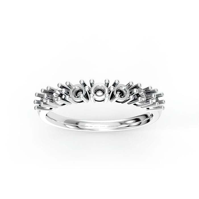 14K White Gold 2.5mm Round Seven Stone Ring Mounting
