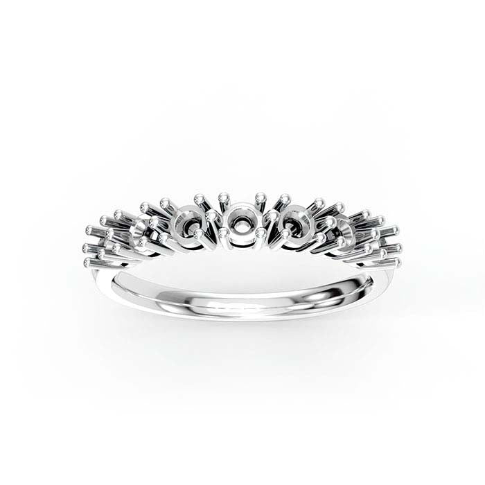 14K White Gold 2.5mm Round Seven Stone Ring Mounting
