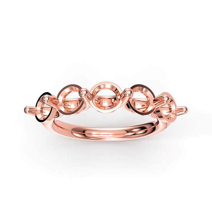 14K Rose Gold 5mm Round Five Stone Ring Mounting