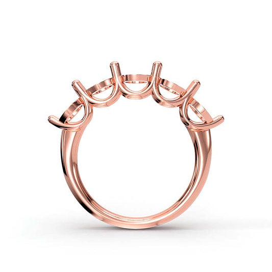14K Rose Gold 5mm Round Five Stone Ring Mounting