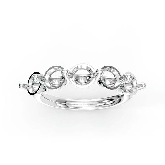 14K White Gold 5mm Round Five Stone Ring Mounting