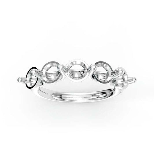 14K White Gold 5mm Round Five Stone Ring Mounting