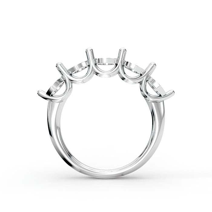 14K White Gold 5mm Round Five Stone Ring Mounting
