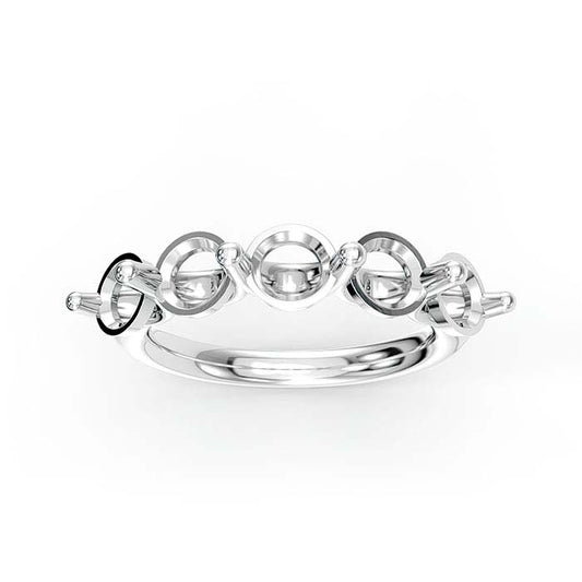14K White Gold 5mm Round Five Stone Ring Mounting