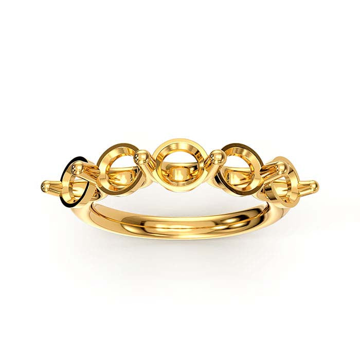 14K Yellow Gold 5mm Round Five Stone Ring Mounting