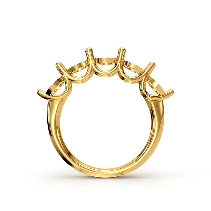 14K Yellow Gold 5mm Round Five Stone Ring Mounting