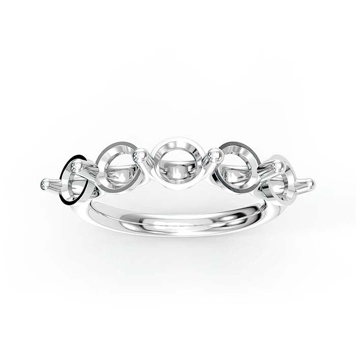 18K White Gold 5mm Round Five Stone Ring Mounting