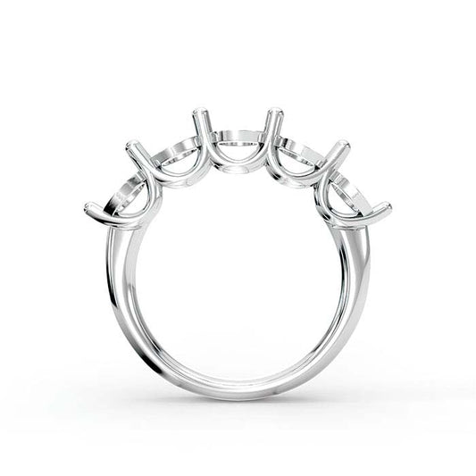 18K White Gold 5mm Round Five Stone Ring Mounting