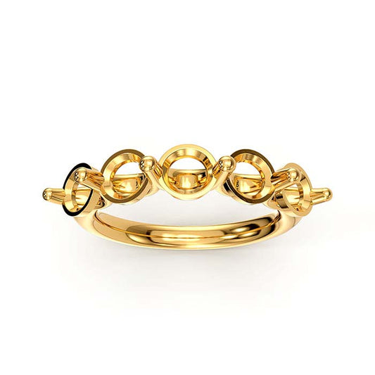 18K Yellow Gold 5mm Round Five Stone Ring Mounting