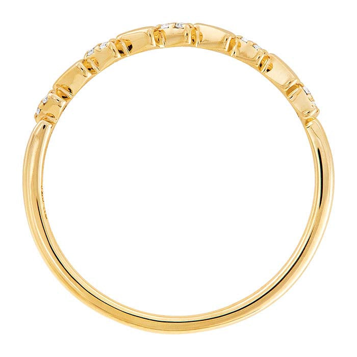 14K Yellow Gold Plated Sterling Silver Diamond-Set Band