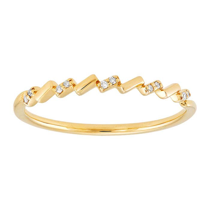 14K Yellow Gold Plated Sterling Silver Diamond-Set Band