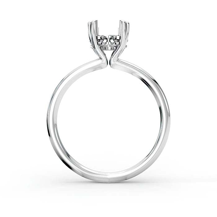 14K White Gold 6.5mm Round Halo Double-Prong Stone Ring Mounting