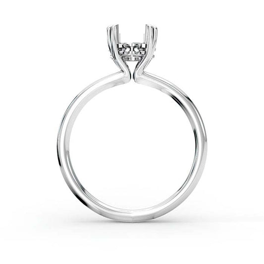 18K White Gold 6.5mm Round Halo Double-Prong Stone Ring Mounting