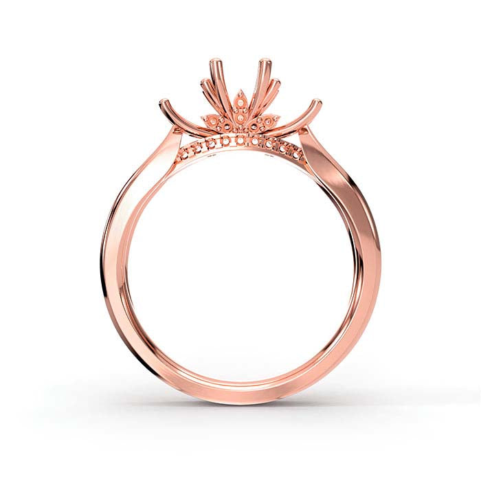 14K Rose Gold Round Multi Stone Ring Mounting