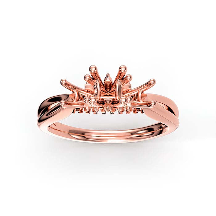 14K Rose Gold Round Multi Stone Ring Mounting