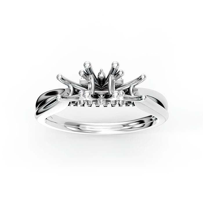 14K White Gold Round Multi Stone Ring Mounting