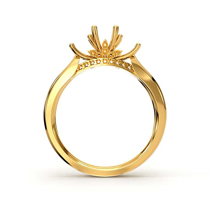 14K Yellow Gold Round Multi Stone Ring Mounting