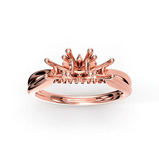 18K Rose Gold Round Multi Stone Ring Mounting