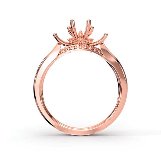 18K Rose Gold Round Multi Stone Ring Mounting