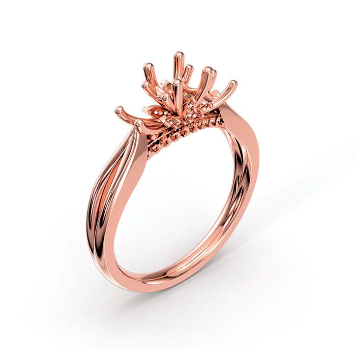 18K Rose Gold Round Multi Stone Ring Mounting