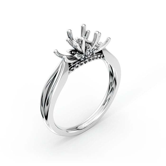 18K White Gold Round Multi Stone Ring Mounting